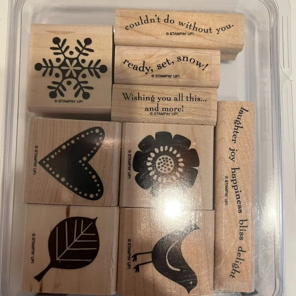 STAMPIN’‎ UP! “Best Wishes & More” Stamp Set (9-Piece) MOUNTED